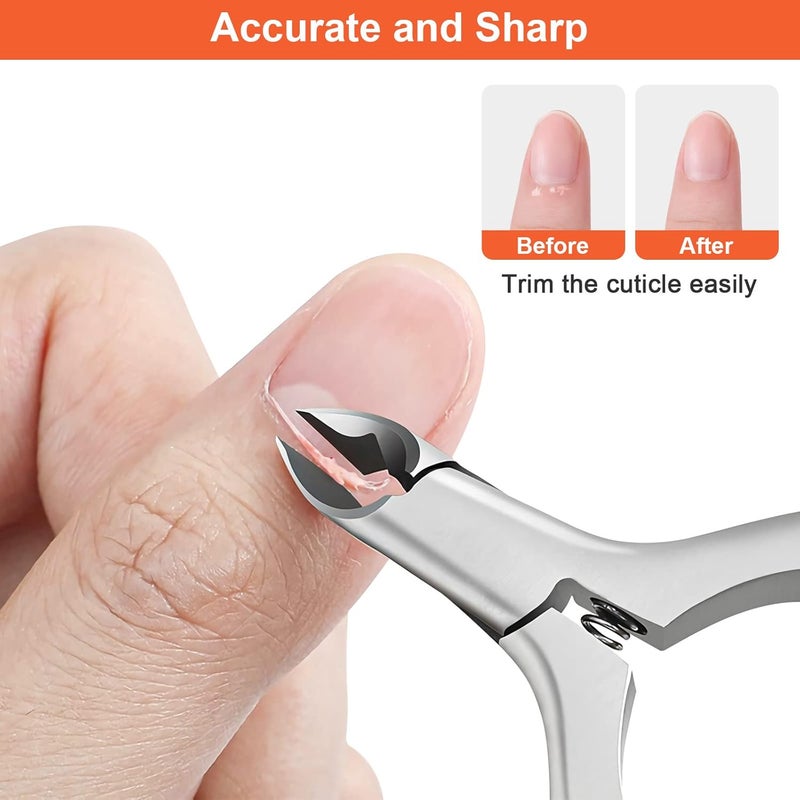 CGBE Cuticle Trimmer, 3/4 Jaw Extremely Sharp Cuticle Nippers, Professional Nail Cuticle Trimmer Tools, Non-slip Silicone Handle Cuticle Clipper for Nail Care Pedicure Manicure Nail (Orange) - Image 4